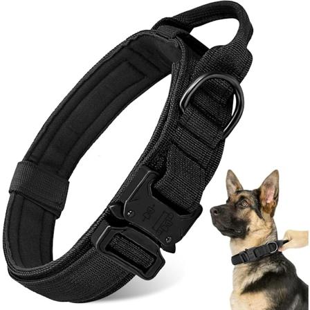 Militær Hundekrave, Justerbar Robust Metalspænde Nylon Hundekrave med Kontrolhåndtag til Små, Mellemstore og Store Hunde