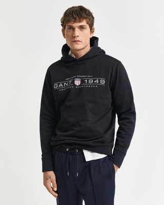 GANT - Hettegenser med Gant grafikk til herre black