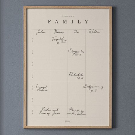 Plakat med Family Planner til 4 fra Gehalt — Ugeplan til familien