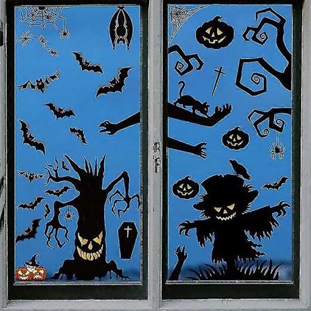 2025 2 Ark Halloween Vinduesdekorationer, Halloween Vinduesklistermærker, Halloween Vinduesdekoration, Halloween Vægdekorationer Til Halloween 