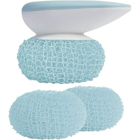 Opvaskbørste Rengøringskugle Opvaskbørste Kogegryde Rengøringskugle Til Køkkenrengøring (en Rengøringskugle Plus To Udskiftninger) (blå)