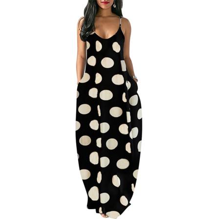 Boho Kvinnor Klänning Sexig Sling V-neck Ärmlös Maxi Lång Sundres