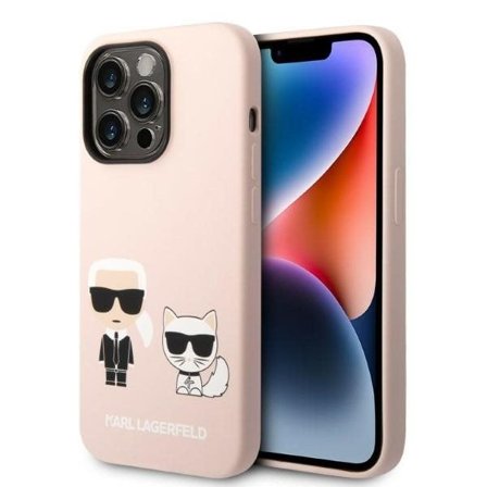 Karl Lagerfeld KLHMP14LSSKCI iPhone 14 Pro 6.1" hardcase lyserød Silikone Karl & Choupette Magsafe