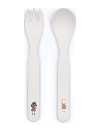Fork And Spoon, Dolls, In Gift Box Home Meal Time Cutlery Cream Smallstuff