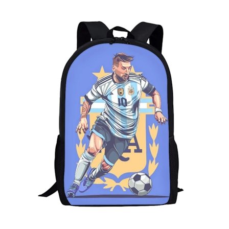 Messi Rygsæk Fodboldspiller Teen Drenge Lynlås Skole Taske
