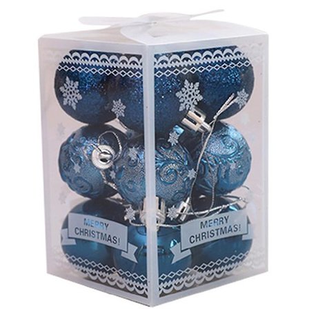 12 x 4 cm julgransprydnadskulor dekorerade med julb