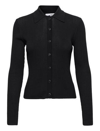 Slfally Ls Knit Cardigan Pol Ck Strikkegenser Cardigan Svart Selected Femme