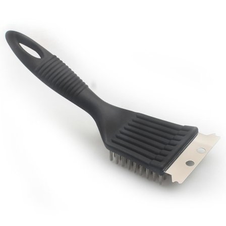 Trådbørste til grill, bærbar grillbørste udendørs trådbørste til rengøring af grill, skraber, rengøringsværktøj med plasthåndtag til gas/kulgrillrist 