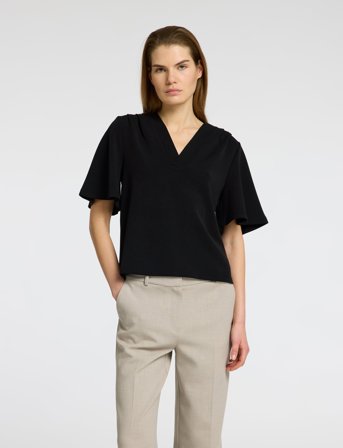 Selected Slftenny Ss V-Neck Top Noos - Black - XS