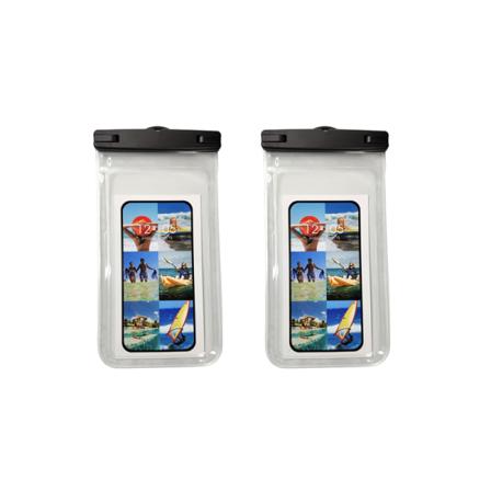 Suuri vedenpitävä puhelintasku IPX8 2 kpl Musta