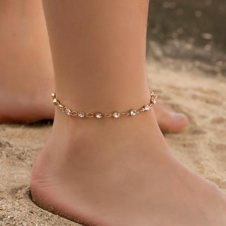 Fothängen Enkelt genomskinligt strass ankelarmband Fotkedja för kvinnor Elegant strandstil