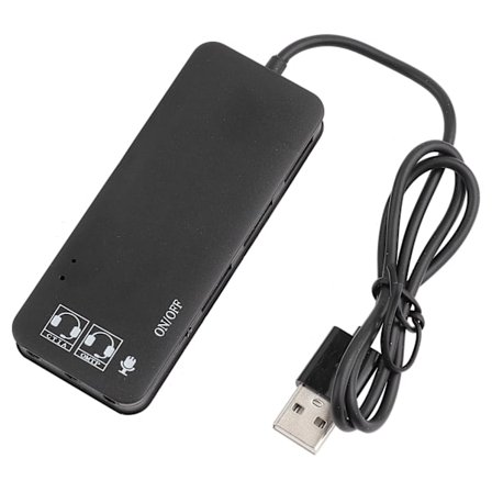 USB 2.0-hubb till 3 portar USB 2.0 + hörlurar mikrofon med 7.1CH ljudadapterportdelare svart