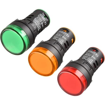 3-pakkaus 22 mm:n LED-merkkivalot, AD16-22D/S, 12 V DC 20 mA, punainen vihreä