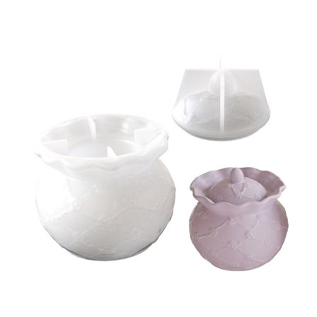 Silikonform med lock för cementgipshartsblomkrukor förvaringslåda