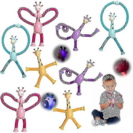 Teleskopisk Giraflegetøj med Sugekop, Pædagogisk Stress Relief Legetøj, Formskiftende Giraf Teleskopisk Pop Tube Legetøj