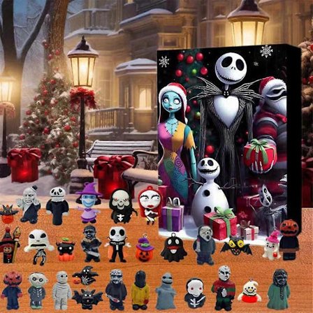 Halloween Nedtelling Adventskalender 2024, Nightmare Before Xmas Adventskalender, Skrekkdukkefigurer for barn