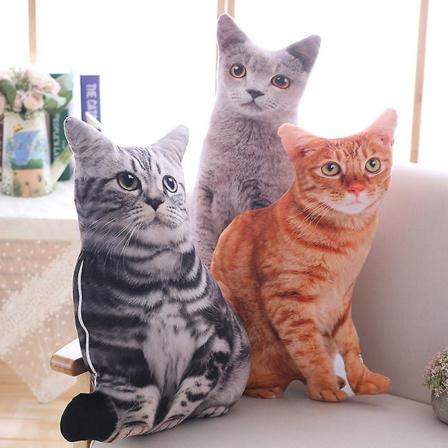 Luova 3D-simulaatio kissan tyyny pehmolelu Kissan muotoinen nukke Söpö Miau syntymäpäivälahja -ES Brown cat