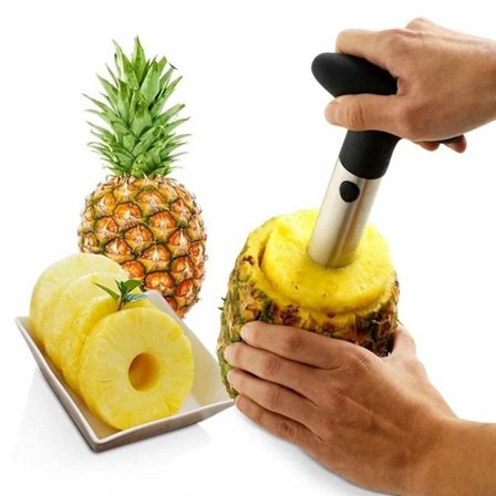 Ananas Skjærer og Skreller i Metall, Svart