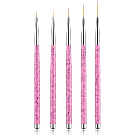 5 st Nail Detail Penslar (Rosa), Nail Art Penslar, 8/9/10/15/21mm Nail Gel Pensel, Nail Art Penslar för DIY Nails Art Gel Ritningsdetaljer