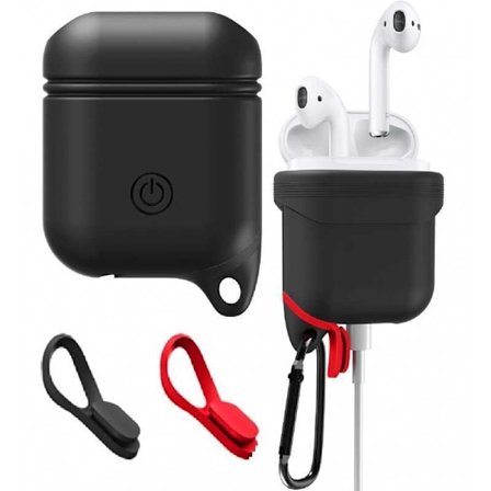 Stødsikkert cover til Apple AirPods inkl. Karabinhage