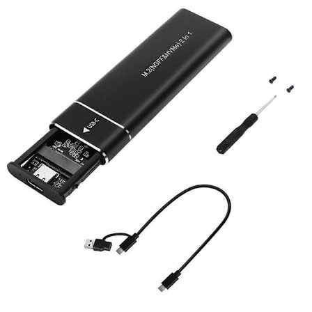 M2 SSD Kabinet M.2 NVMe SATA SSD Kabinet USB 3.1 Type C Gen2 10Gbps Værktøjsfri M.2 NVMe NGFF Solid State Drive Boks Sort