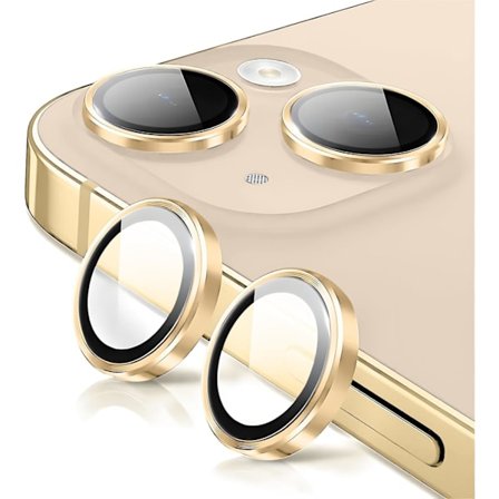 Kamerlinsskydd för iPhone 14 / iPhone 14 Plus, Splittersäkra Ultra HD Individuella Linsskydd, Guld