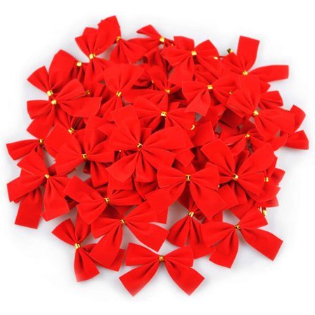 60 kpl Jousi Joulu Jouset Mini Sametti Punainen Rusetti Joulukuusi Koristeet Juhla Koriste DIY