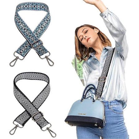 2 st Boho justerbara axelremmar för väskor, väskrem 80-140 cm med karbinhake, bred axelrem, väskhandtag, axelrem för väskor