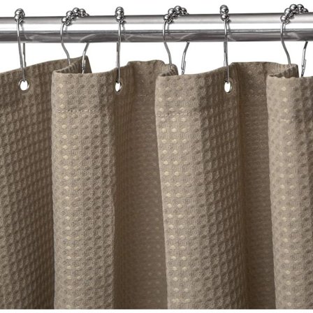 Vaffel bruseforhæng, med bruseforhængsringe stof badeforhæng sæt Khaki[mo]