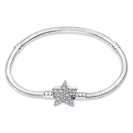 925 Sterling Sølv Slangekæde Armbånd Fuldt kompatibelt med Pandora charms, Sødt Klo Armbånd, 7.1in/18cm