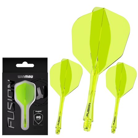 Winmau Fusion Darts - Yellow - Professional Grade - 90 Degree Wing Design - Short, Medium Sizes - Accuracy & Durability