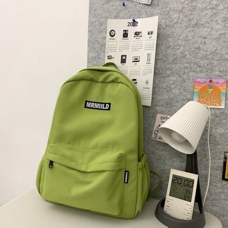 Studenter skolesekk retro casual all-match ryggsekk kvinnelige videregående elever ensfarget skolesekk reisesekk mann - grønn