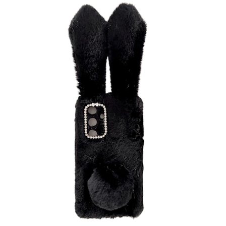 For Samsung Galaxy S24 Deksel 3D Kaninører Myk Furry Hårball Fuzzy Telefondeksel