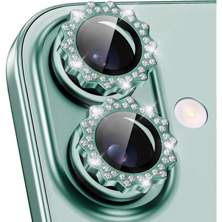 Bling 3D Metall Växel Design Diamant Kameralins Glasskydd kompatibelt med IPhone 16 Pro Max 15Pro 16Plus Mekaniskt Skalvänliga Ringar