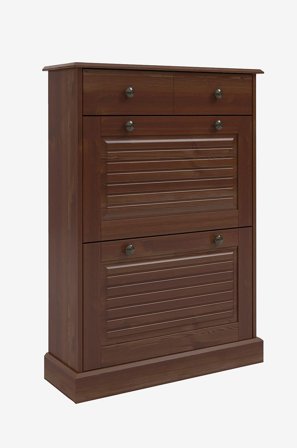 Loft24 - Mille Skokommode med 2 klaplåger 1 skuffe i fyrretræ - Brun - Skoskabe - Fra Homeroom