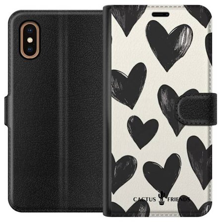 Yhteensopiva Lompakkokotelo Apple Apple iPhone XS Max Cactus and Friends - Bold Black Love Pattern