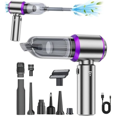 16000Pa Kraftfull Sladdlös Bil Dammsugare, 4 i 1 Mini Dammsugare med Borstlös Motor för Tryckluftsblåsare