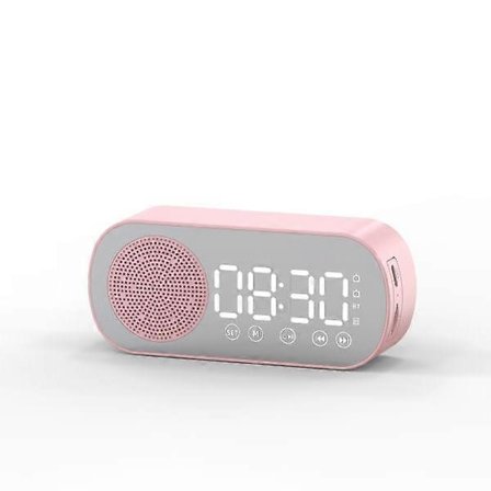 CDQ Monitoiminen Älykäs FM-radio Bluetooth-kaiutin Herätyskello Peilikello (Pinkki)