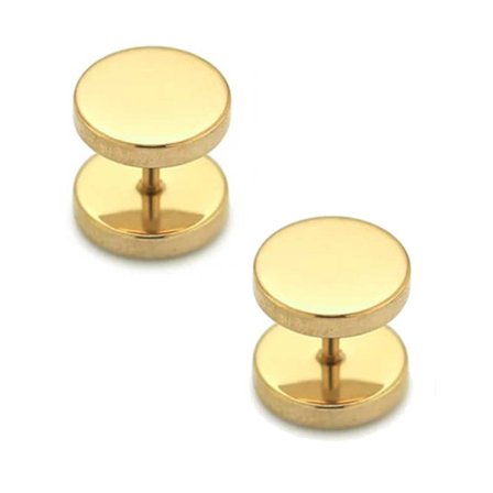 2-pack Fake Plug Fake Forlængelse Øreringe Piercing Jewel Gold - 10mm