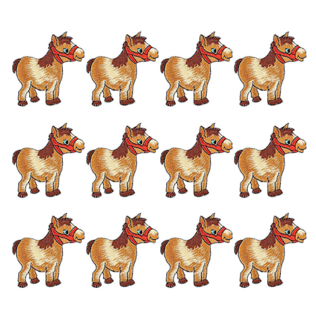 12 stk Broderi Klær Klistremerker Hest Jern Motiv Applikasjon Lapper Klær Veske Tilbehør