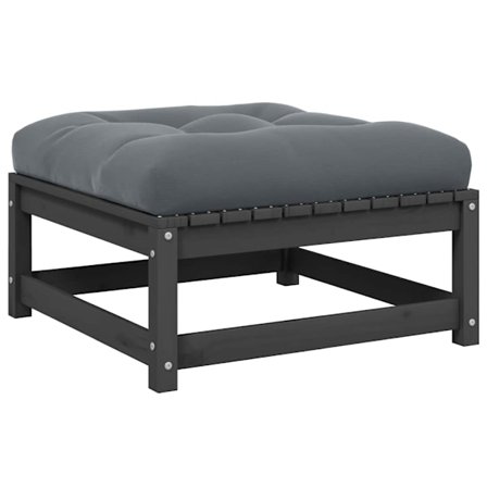 vidaXL Fotpall med dyna för trädgården grå massiv furu