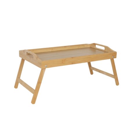 Hopfällbar sängbricka i bambu med telefon- och surfplattahållare