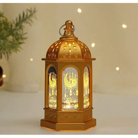 Ramadan Dekorlampe, Eid Mubarak Lykt Måne Stjerne Dekor, Ramadan Dekor Muslimsk Festival Dekorativ, Gull