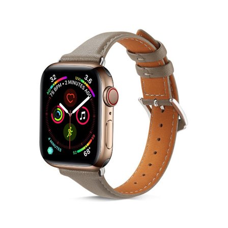 Smalt Läderarmband Apple Watch Series 10 42mm Grå