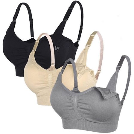 3-pak amme BH'er - Sort + Nude + Grå