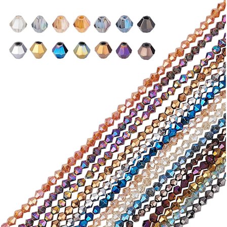 Sähköpinnoitetut lasihelmet, 1400 kpl - Sateenkaarenväriset pinnoitetut facetoidut helmet korujen valmistukseen