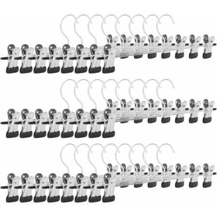 24 stk. Skjørtkleshengersett med klips, Metallbuksehengere Buksehengere