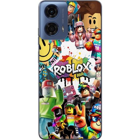 Kompatibelt Mobilskal till Motorola Motorola Moto G24 Roblox graffiti-kollage med färgglada karaktärer, livliga mönster och energiska element i en
