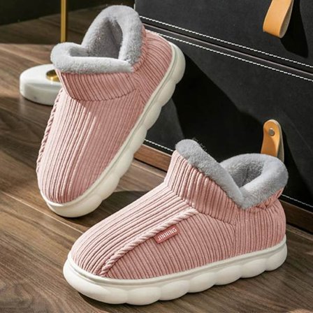 Tykke Platform Fluffy Slippers Indendørs Udendørs Herre Bomuldssko Unisex Hold Varme Fløjl Plys Ankel Sne Støvler Dame Hjemmesko B-Pink 36-37{SL}