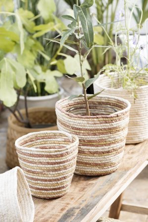 Ib Laursen Potteskjuler Kurv Krem-Rosa Ø17xH15